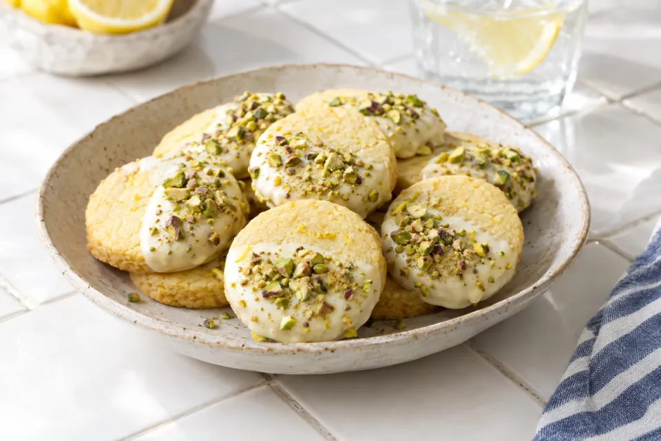 White Chocolate Dipped Lemon Shortbread