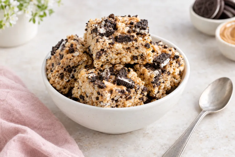 Peanut Butter Oreo Rice Krispie Treats