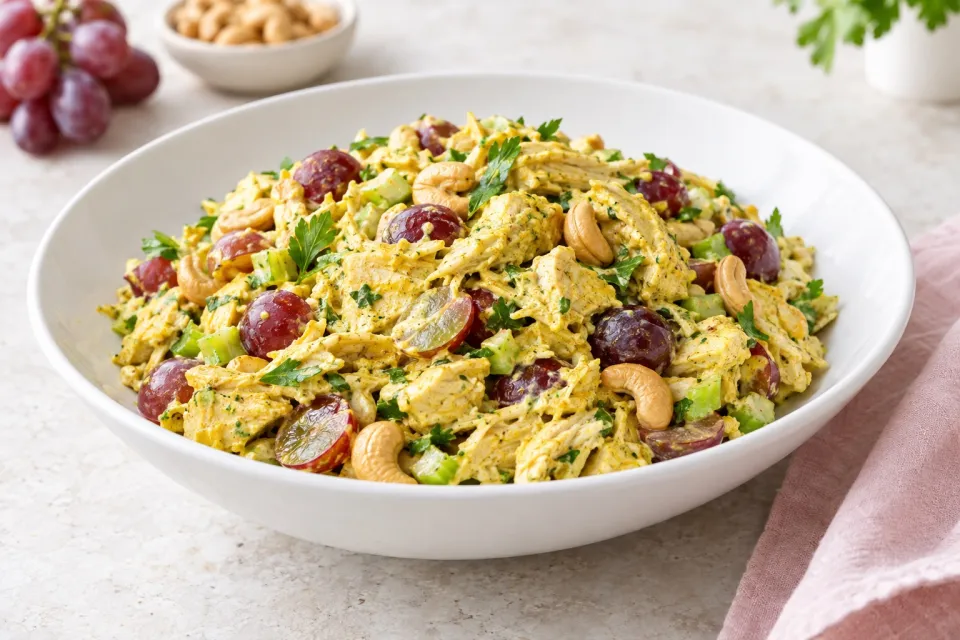 Curried Chicken Salad with Grapes and Cashews