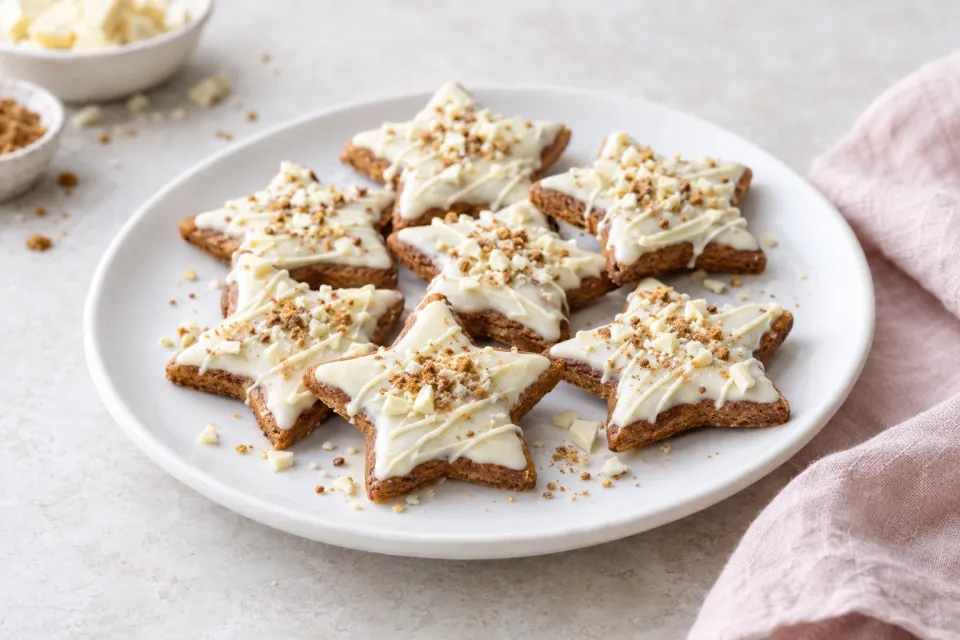 White Chocolate Gingerbread Star Cookies