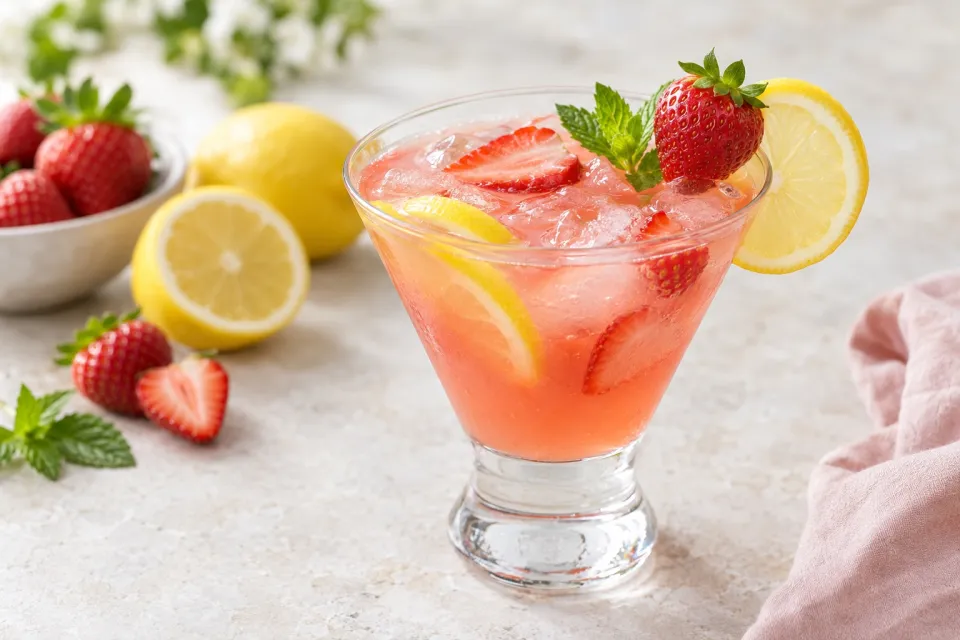 Stevia Sweetened Strawberry Lemonade