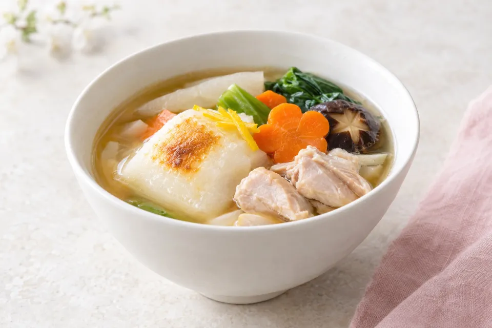 Ozoni with Mochi, Chicken, and Vegetables