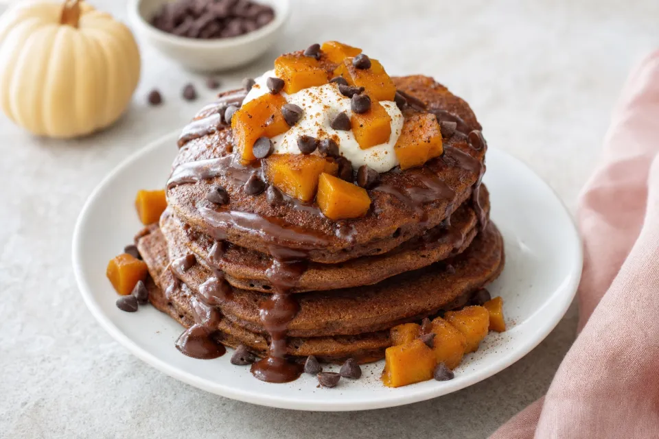 Chocolate Pumpkin Pancakes