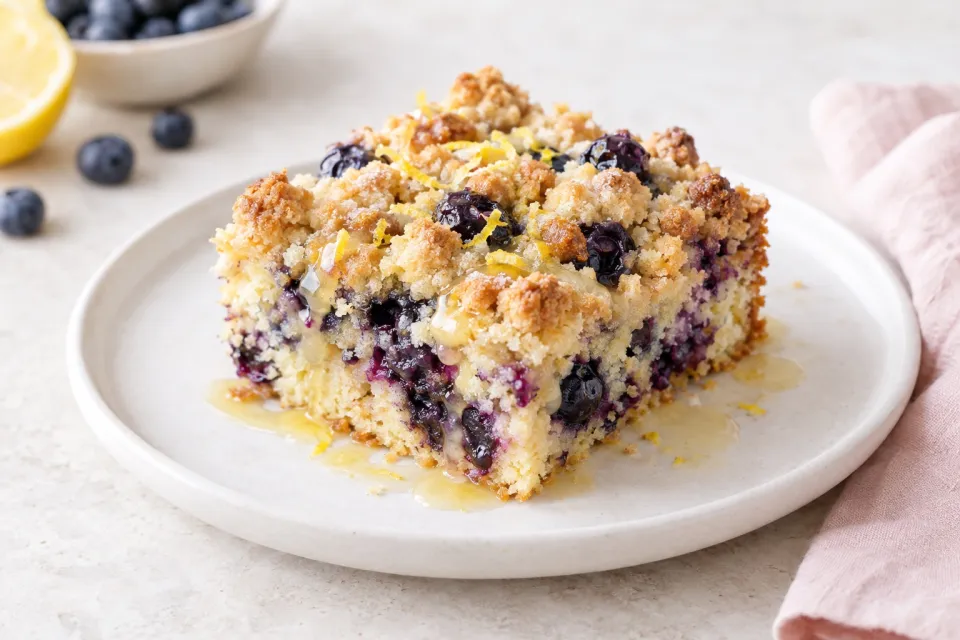Blueberry Buckle with Lemon Syrup