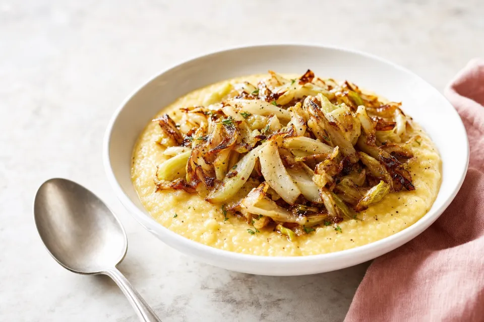 Caramelized Cabbage on Creamy Polenta
