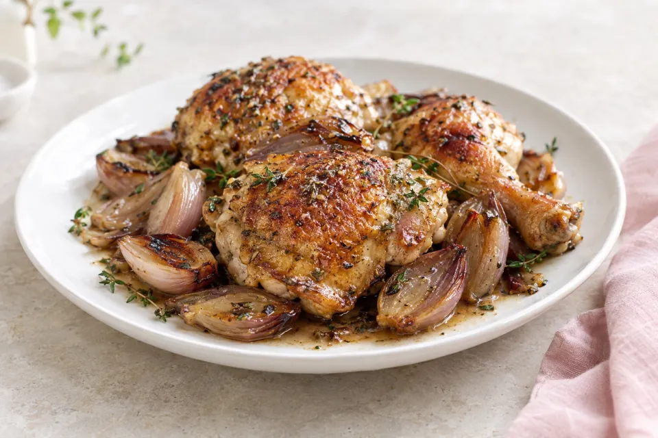 Roast Chicken with Caramelized Shallots