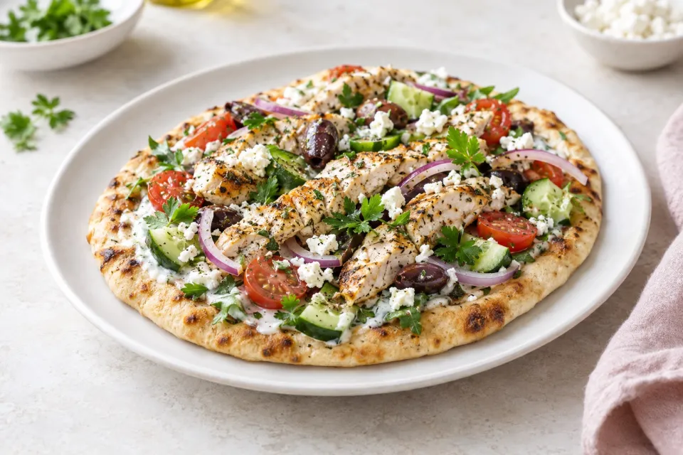 Greek Chicken Flatbread