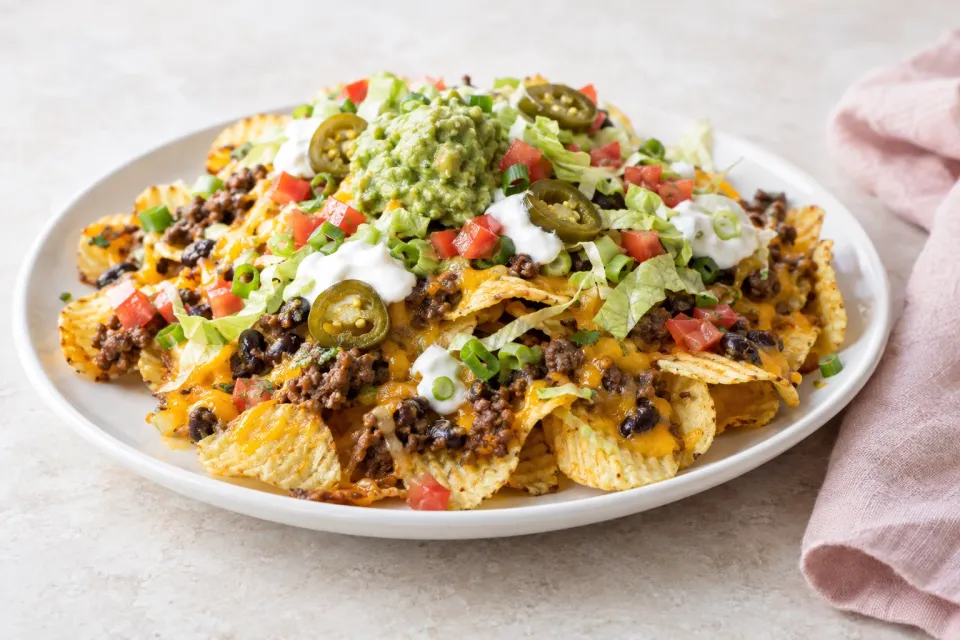 Skillet Loaded Taco Potato Chip Nachos