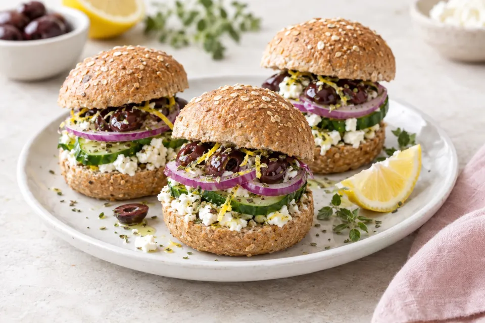 Healthy Vegetarian Mini Greek Sliders