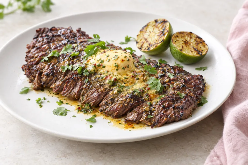 Grilled Skirt Steak with Adobo Butter