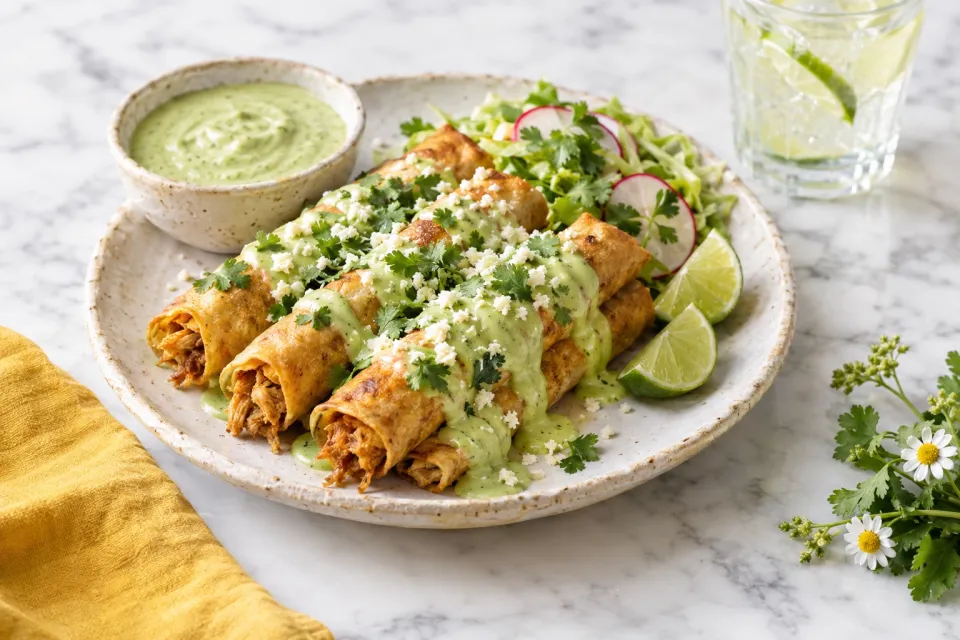 Turkey Flautas with Avocado Crema