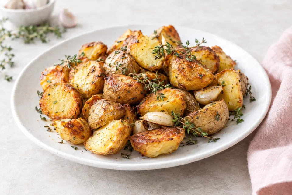 Crispy Roasted Potatoes with Garlic and Thyme