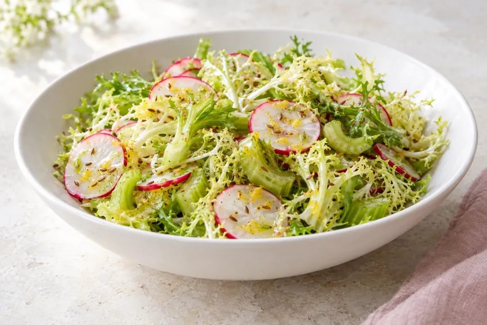 Radish, Celery, and Frisée Salad with Lemon-Cumin Vinaigrette