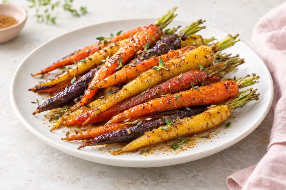 Honey-Glazed Rainbow Carrots with Cinnamon and Cumin