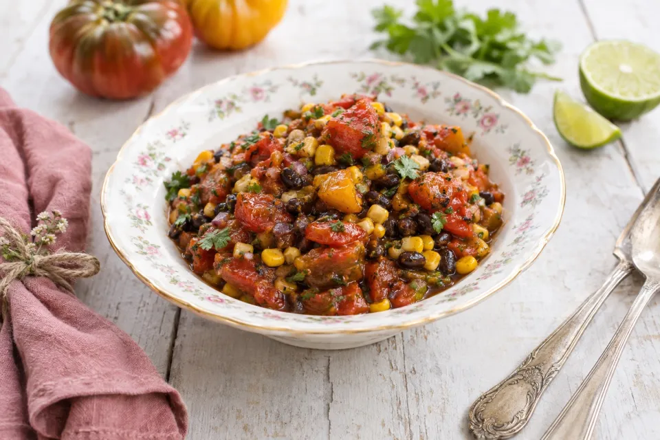 Smoked Heirloom Tomato Relish with Corn & Beans
