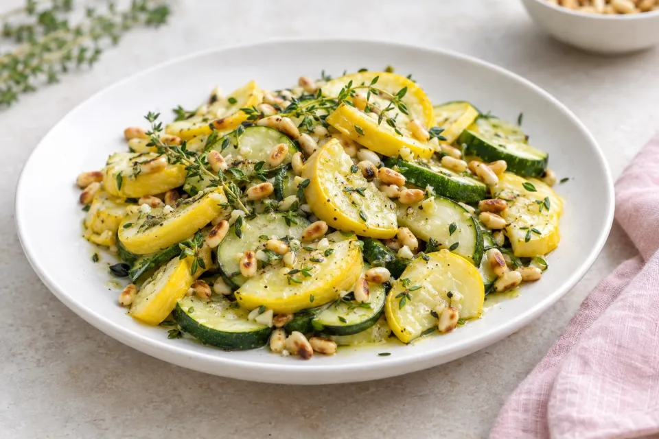 Summer Squash with Thyme & Toasted Pine Nuts