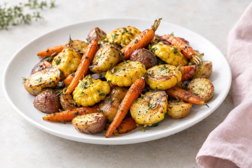 Roasted Baby Squash, Carrots & Potatoes