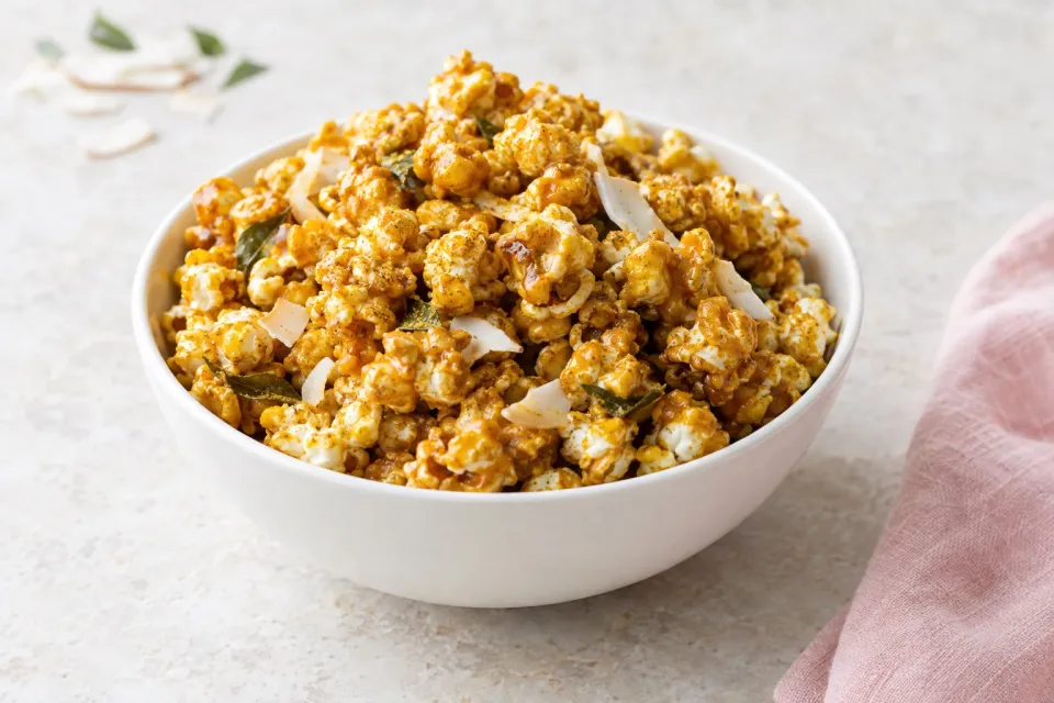 Coconut Curry Caramel Corn