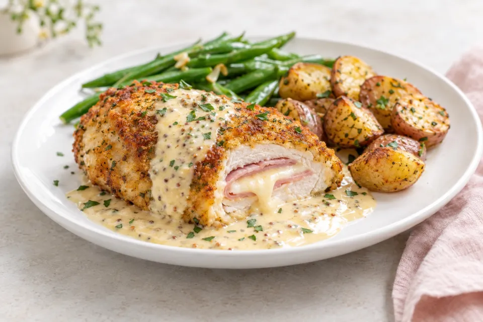 Skillet Chicken Cordon Bleu with Creamy Dijon Sauce