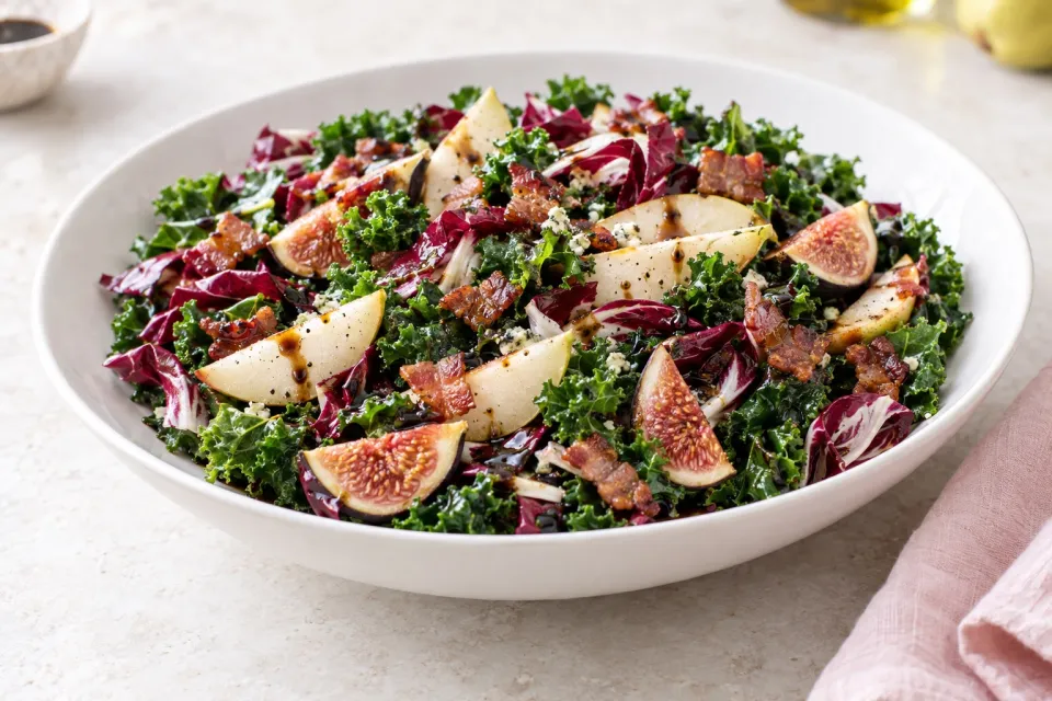 Kale and Radicchio Salad with Pancetta, Pears, and Figs