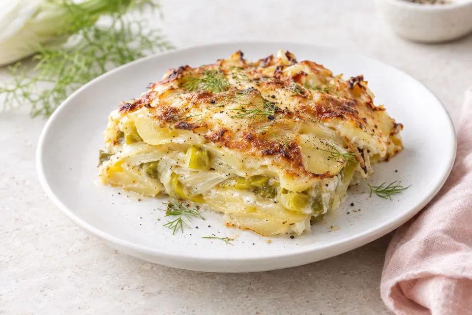 Potato, Fennel, and Leek Gratin