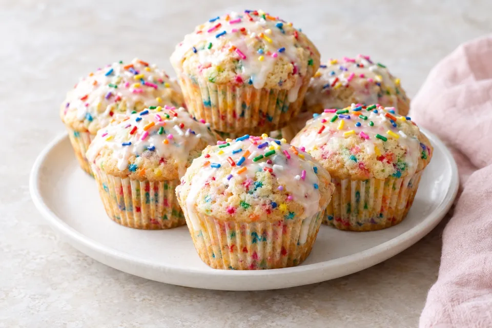 Glazed Funfetti Muffins