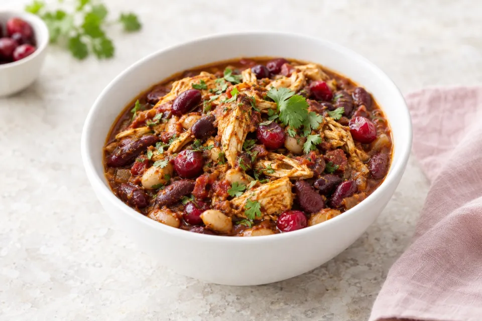 Spiced Roasted Chicken and Cranberry Bean Chili