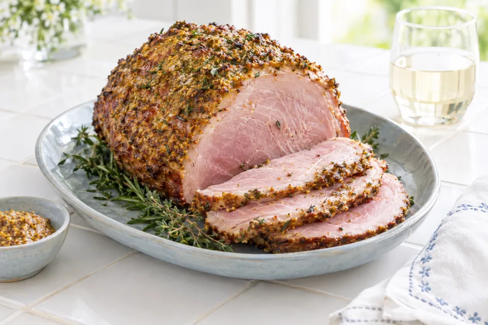 Roasted Uncured Ham with Mustard-Herb Crust