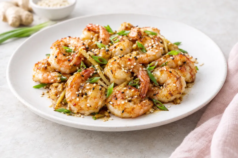 Ginger Sesame Garlic Shrimp
