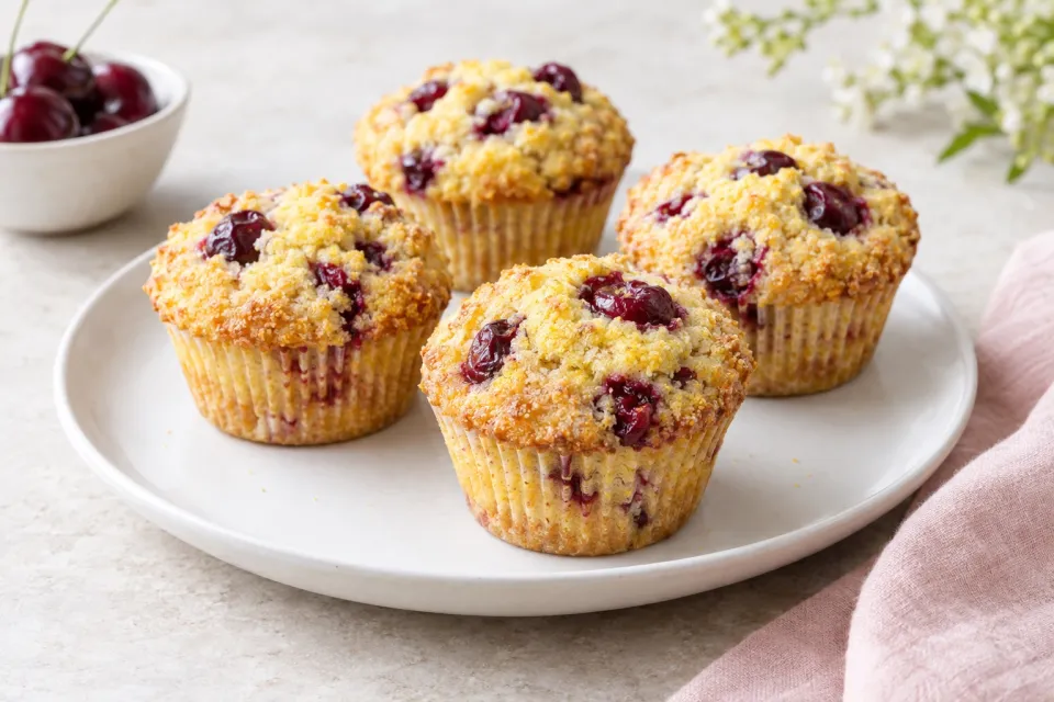 Cornmeal-Cherry Muffins