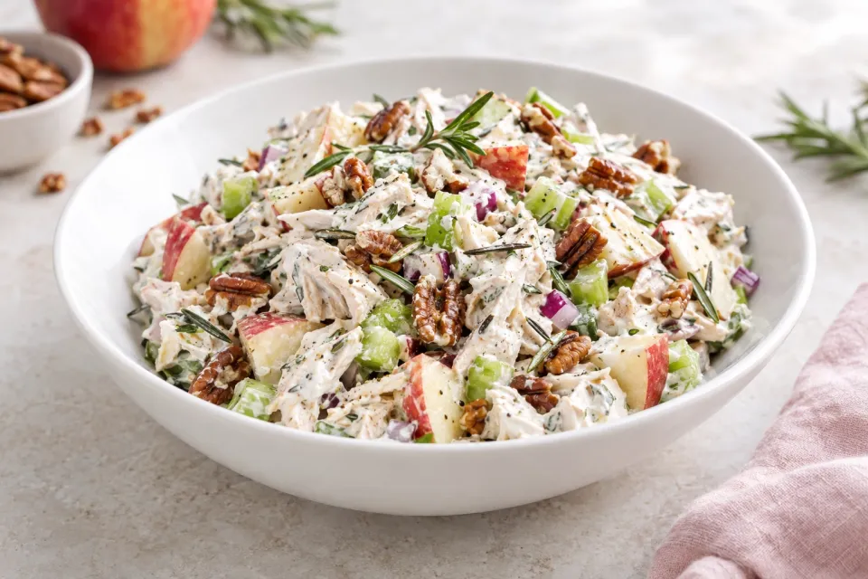 Apple Pecan Rosemary Greek Yogurt Chicken Salad