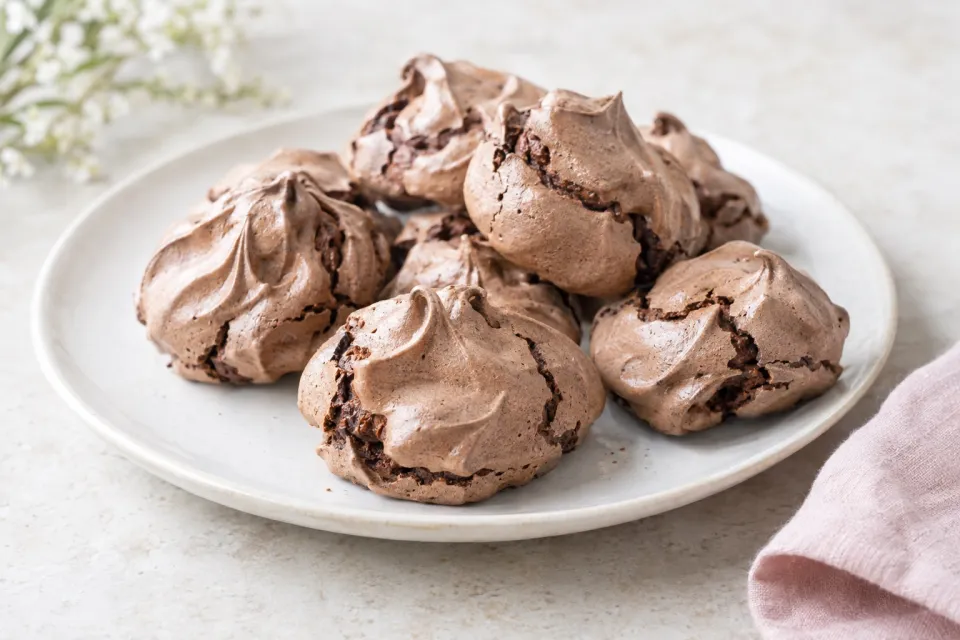 Fudgy Chocolate Meringue Cookies