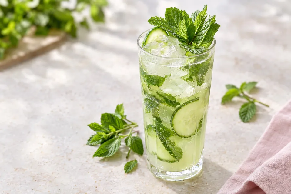 Cucumber Mint Shrub Soda Mocktail