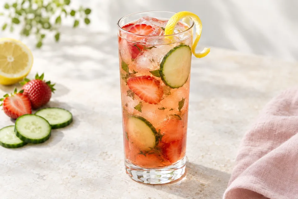 Strawberry Cucumber Tea Highball Mocktail