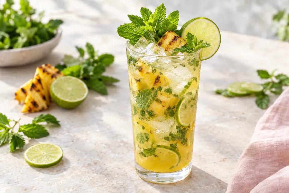Grilled Pineapple Mojito Mocktail