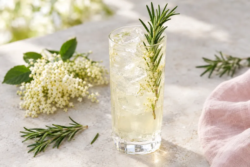 Rosemary Elderflower Spritz Mocktail