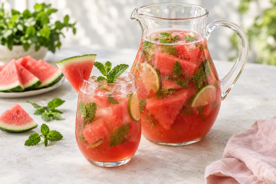 Fresh Watermelon Sangria Mocktail