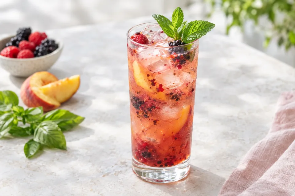 Berry Peach Shrub Mocktail
