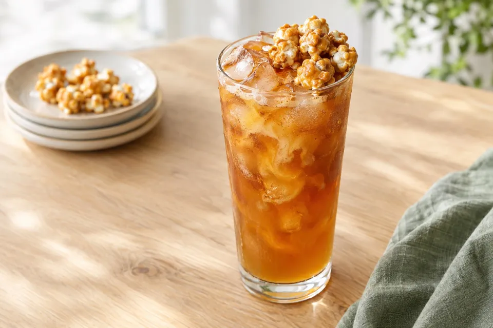Hot Caramel Popcorn Apple Cider Mocktail
