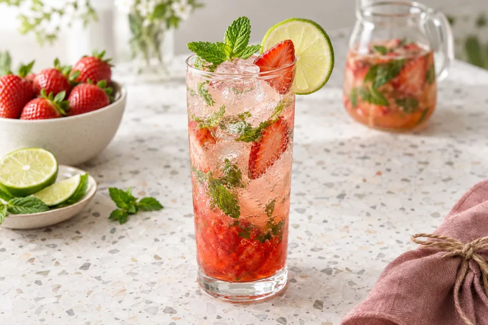 Strawberry Mint Sparkler Mocktail