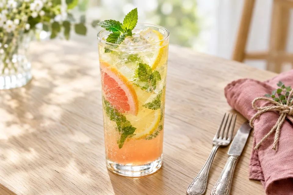 Lemon Grapefruit Mint Spritz Mocktail