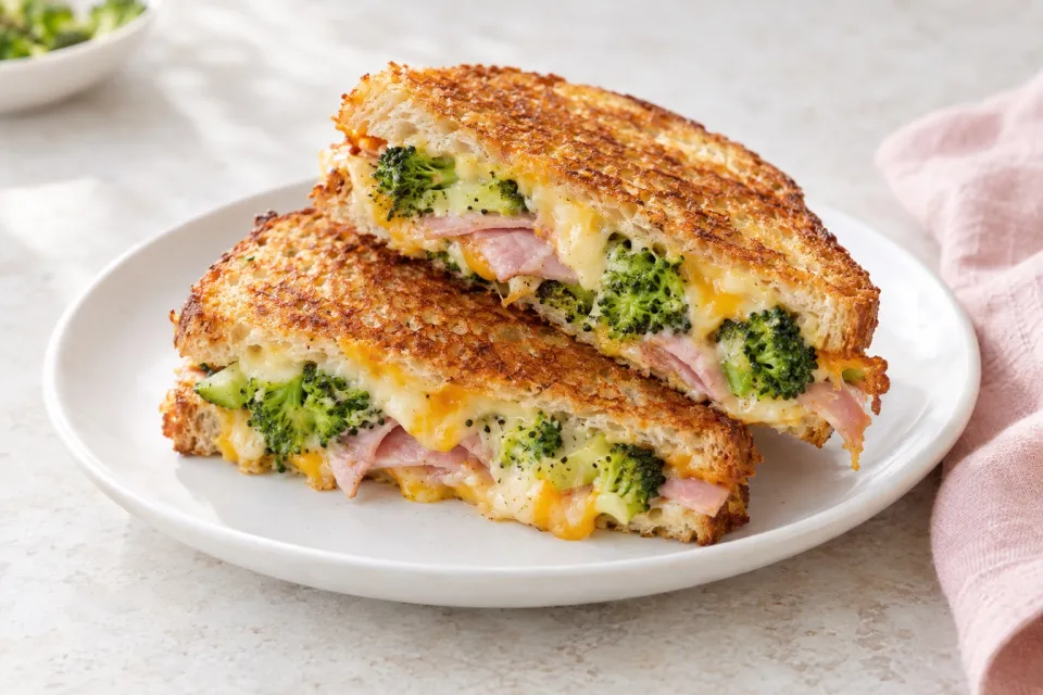 Broccoli Ham Grilled Cheese Sandwich