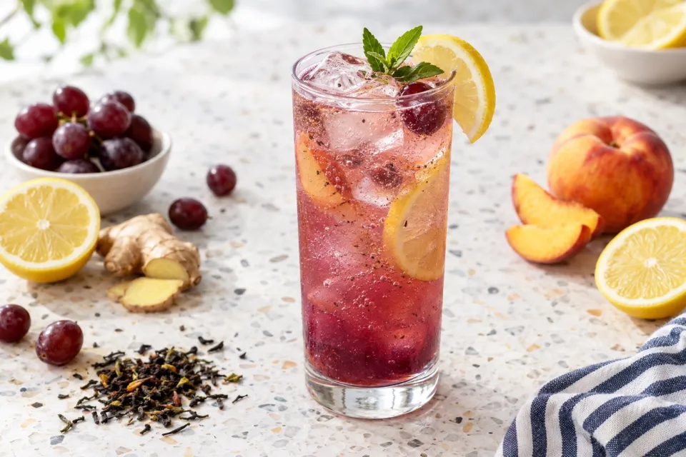Grape Ginger Lemon Sparkler Mocktail