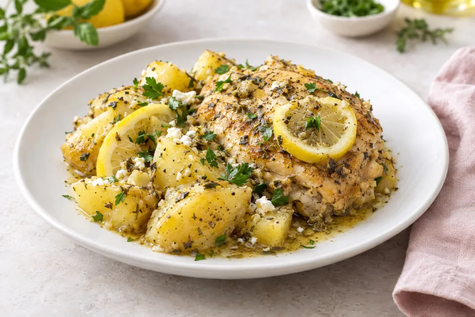 Greek Slow Cooker Lemon Chicken and Potatoes