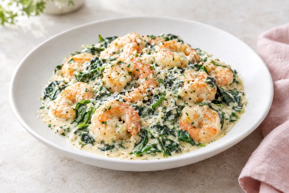 Creamy Parmesan and Spinach Shrimp
