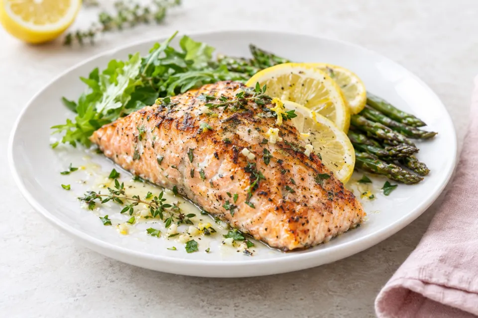 Lemon Garlic Herb Grilled Salmon