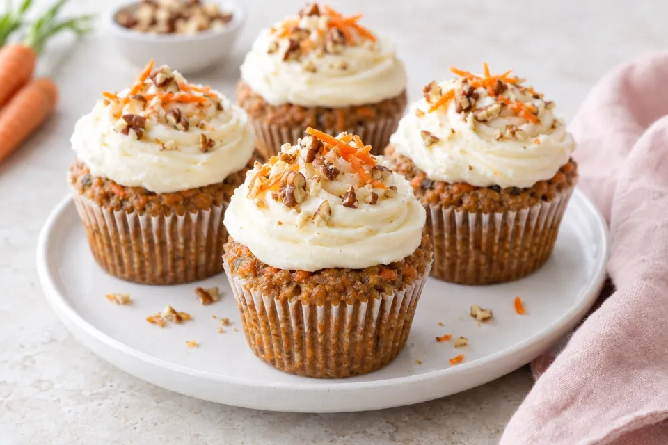 Carrot Cake Cupcakes with Cream Cheese Frosting