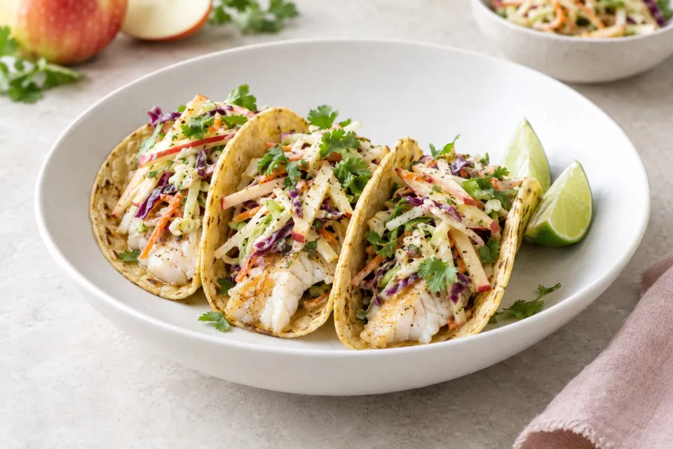 Sous Vide Fish Tacos with Fall Apple Slaw