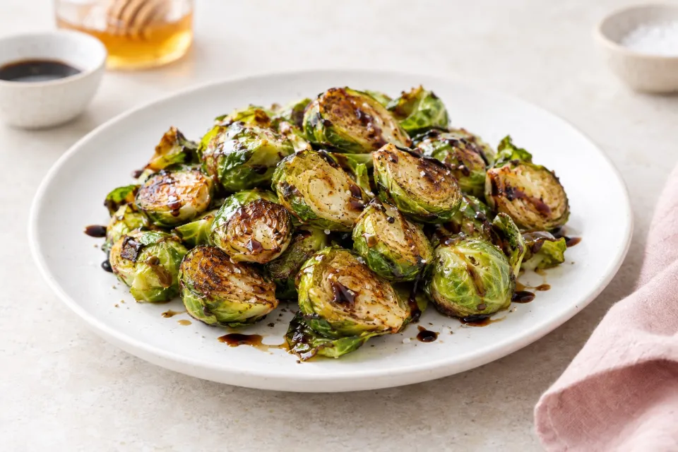 Roasted Brussels Sprouts with Balsamic Vinegar and Honey