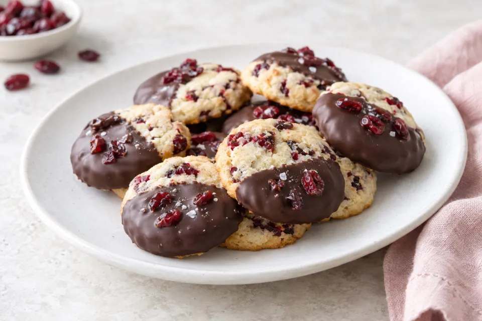 Chocolate Dipped Cranberry Cookies